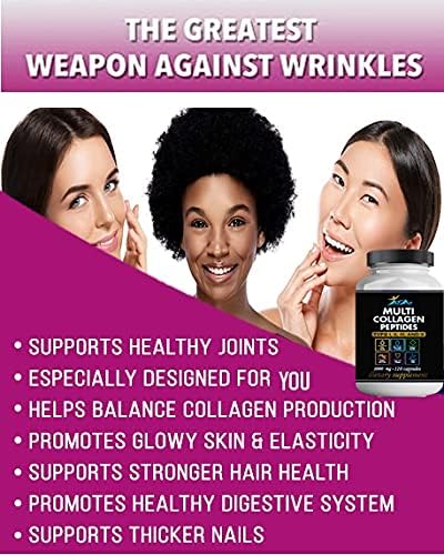 2-Pack Multi Collagen Plus Pills (Type I, II, III, X) for Anti-Aging, Hair, Skin, Nails and Joint Support, 80 Day Supply 240 Capsules