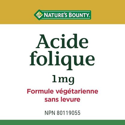 Nature's Bounty Folic Acid 1 mg 150 Tablets (Packaging May Vary)
