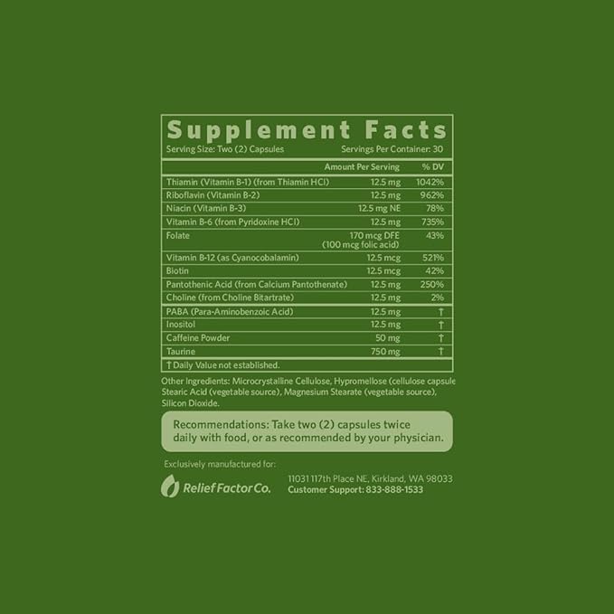 Go Factor Energy Supplement with Vitamin B Complex & Taurine | Natural, Fast Acting, Non-Habit Forming | Enhances Alertness, Boosts Energy, Supports Muscular Efficiency, Aids Recovery - 60 Capsules