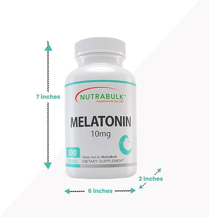 Melatonin 10 mg Tablets – Quick Release Natural Nighttime Sleep Aid for Adults. (300 Count)