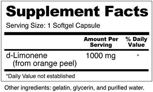 Wellness Resources High Potency d-Limonene Capsules 1000mg, 120 Capsules - Orange Peel Extract for Digestive Health, Heartburn, Acid Reflux, Detoxification