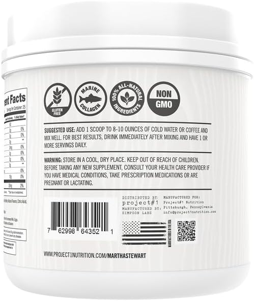 Martha Stewart Collagen Peptides Powder - Multi Collagen for Women | Healthy Supplement for Skin, Hair, Nails, and Bone Strength | 15g Protein | Lemon | 25 Servings