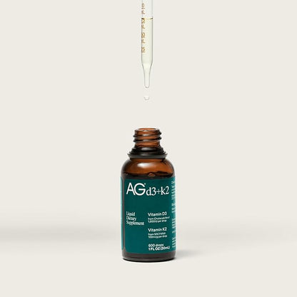 AG1 Vitamin D3 K2 Drops, 1000IU of Vitamin D3 and 100mcg of K2 per Serving, Supports Bone Density and Calcium Absorption (Athletic Greens)
