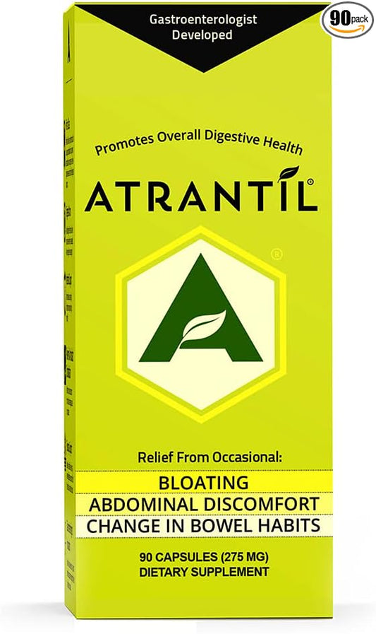 Atrantíl Atrantil 90 Capsules-Antioxidant Packed Polyphenol for Bloating and Gas Relief, Abdominal Discomfort, Constipation, Diarrhea, Postbiotic, Change,n Bowel Habits and Everyday Digestive Health.