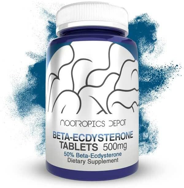 Nootropics Depot Beta Ecdysterone/20-Hydroxyecdysone 50% Tablets | 500mg | Cyanotis Arachnoidea Extract | Phytoecdysteroid | 90 Count
