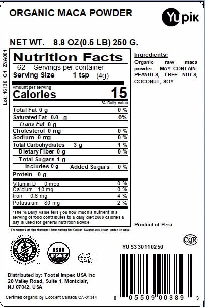 Yupik Organic Superfood, Maca Powder, 8.8 Oz, Non-GMO, Vegan, Gluten-Free