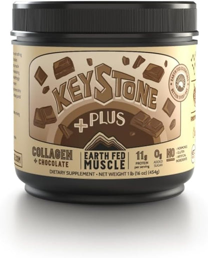 Earth Fed Muscle Keystone Plus Chocolate Collagen - Hair, Skin, Joints, 30 Servings