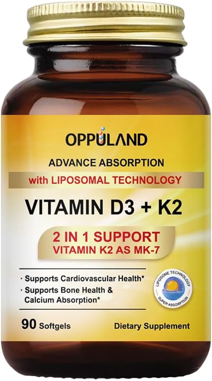 Vitamin D3 + K2 5000 IU - Liposomal Technology for Enhanced Absorption - MK-7 Vitamin K2 100mcg - Supports Bone & Calcium Metabolism - D3K2 Supplement for Men & Women - 90 Softgels