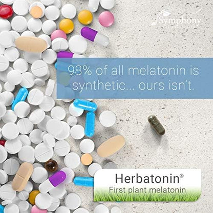 Herbatonin 3mg - The First Natural Plant Melatonin Adult Sleep Aid, Circadian Rhythm Support for Jet Lag, Shift Work, General Sleeplessness - 120 Pure Vegan Capsules (120 Day Supply)