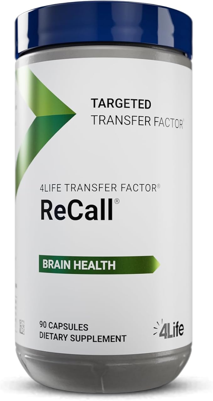 4Life Transfer Factor Recall - Supports Brain Health, Memory and Learning with Ginkgo Biloba, Bacopa Monnieri and Huperzia - 90 Veggie Capsules