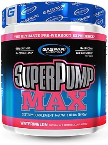 Gaspari Nutrition SuperPump MAX, The Ultimate Pre Workout Powder, Sustained Energy Preworkout, Nitric Oxide Booster, Muscle Growth, Recovery & Replenishes Electrolytes (40 Serving, Watermelon)