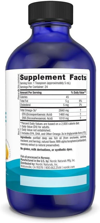 Nordic Naturals Ultimate Omega Liquid, Lemon Flavor - 4 oz - 2840 mg Omega-3 - High-Potency Omega-3 Fish Oil Supplement with EPA & DHA - Promotes Brain & Heart Health - Non-GMO - 24 Servings