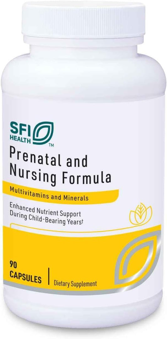 Klaire Labs SFI Health Prenatal & Nursing Multivitamin - Postnatal & Prenatal Vitamins for Women with Iron - Complete Nutritional Support During Preconception, Pregnancy & Breastfeeding (90 Capsules)