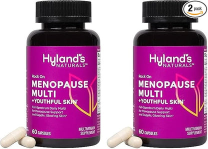 Hyland's Rock On Menopause and Youthful Skin Care Multivitamin for Women with Immune Support, 60 Capsules, Menopause Relief for Women with Biotin, Collagen, and Red Clover (Pack of 2)