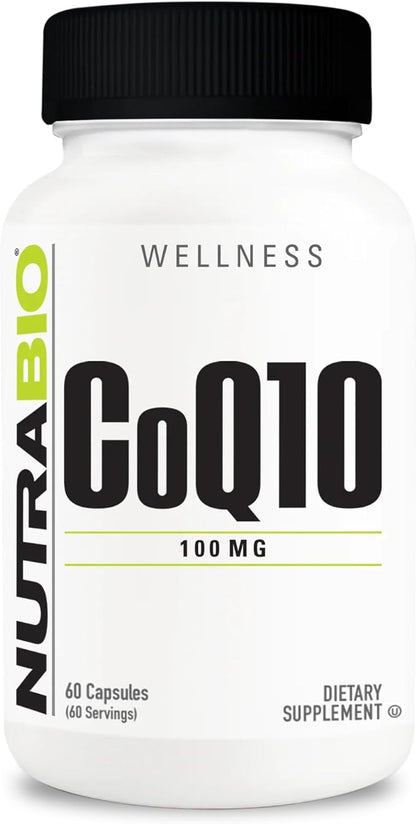 NutraBio CoQ10 Dietary Supplement, Healthy Heart Function & Cellular Energy Production, 100mg - 60 Capsules