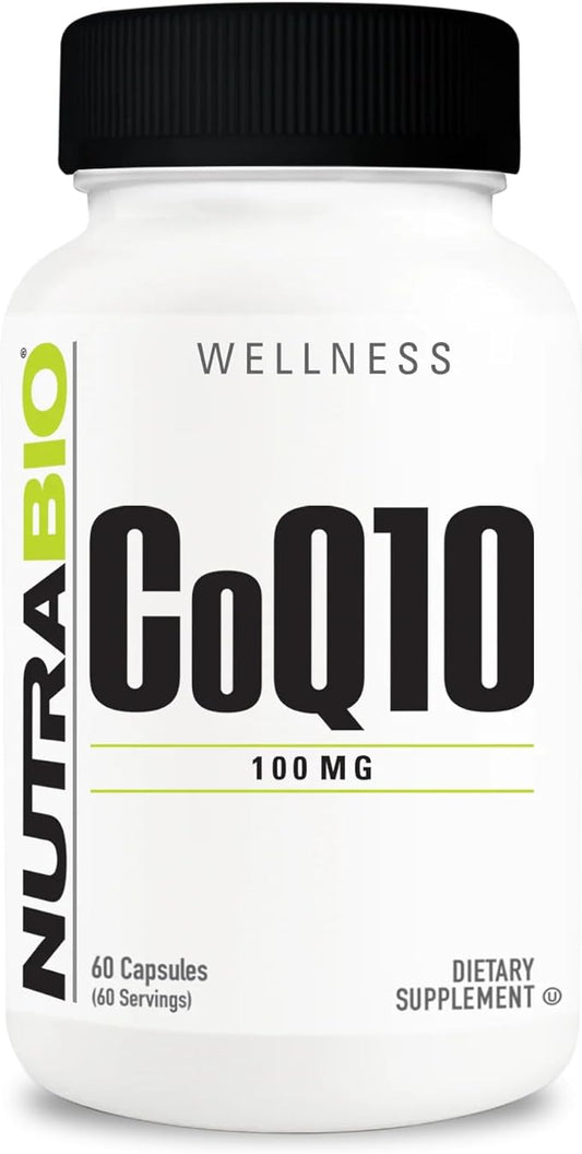 NutraBio CoQ10 Dietary Supplement, Healthy Heart Function & Cellular Energy Production, 100mg - 60 Capsules