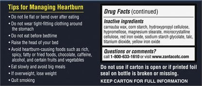 Zantac 360 Maximum Strength Tablets, 100 Count, Heartburn Prevention and Relief, 20 mg