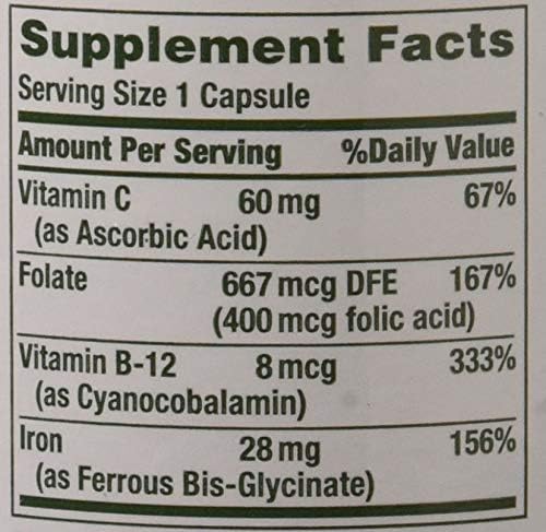 Nature's Bounty Gentle Iron 28 mg 90 Capsules