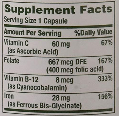 Nature's Bounty Gentle Iron 28 mg 90 Capsules