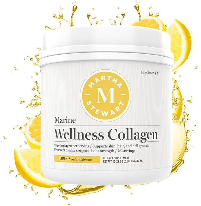 Martha Stewart Collagen Peptides Powder - Multi Collagen for Women | Healthy Supplement for Skin, Hair, Nails, and Bone Strength | 15g Protein | Lemon | 25 Servings