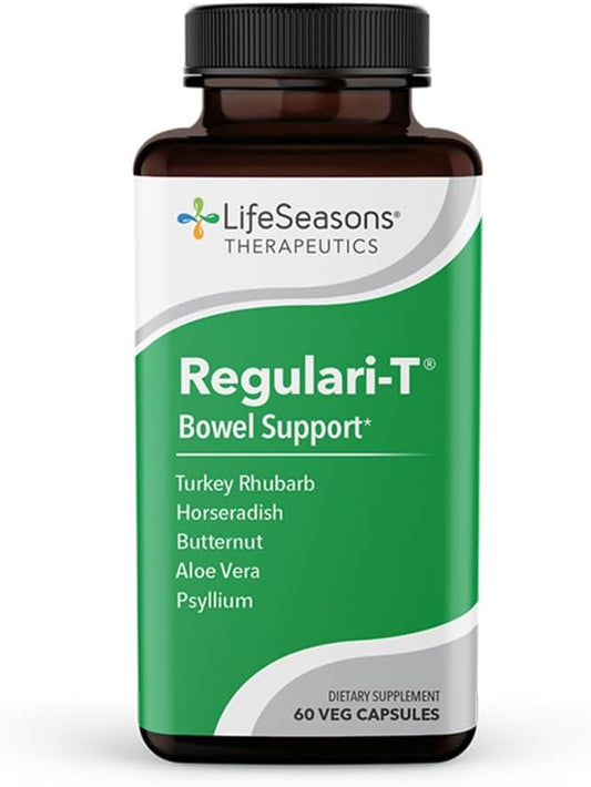 LifeSeasons - Regulari-T - Bowel Support - Constipation Relief Supplement - Natural Laxative - Maintain Healthy Colon Regulation and Elimination - Stool Softening - Reduce Gas Discomfort - 60 Capsules
