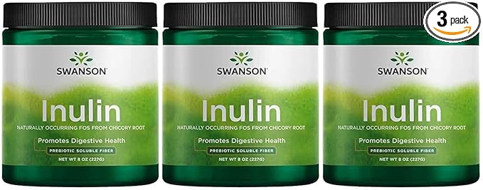Swanson Inulin - Prebiotic Soluble Fiber Powder Promoting Digestive Health - Naturally Occurring FOS from Chicory Root Supporting Overall Gut Performance - (8 oz Each) (3 Pack)