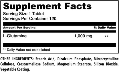 Amazing Formulas L Glutamine 1000 Mg Tablets | Amino Acid Supplement for Men & Women | Non-GMO | Gluten Free | Made in USA | (1 Pack, 120 Count)