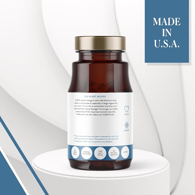Nutri-Rich CoQ10 High Potency 100mg Coenzyme Q10, Ubiquinone, Antioxidant for Heart Health & Cellular Energy, Naturally Fermented, for Aging & Statin Usage, 3 Month Supply (90 Softgels)