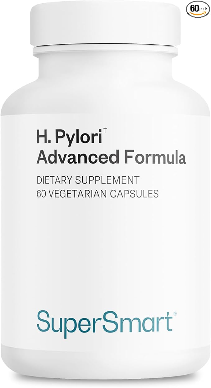 Supersmart H. Pylori Advanced Formula (Mastic Gum, Probiotics & Prebiotic) - Complete Action | Made in USA | Non-GMO & Gluten Free - 60 Vegetarian Capsules