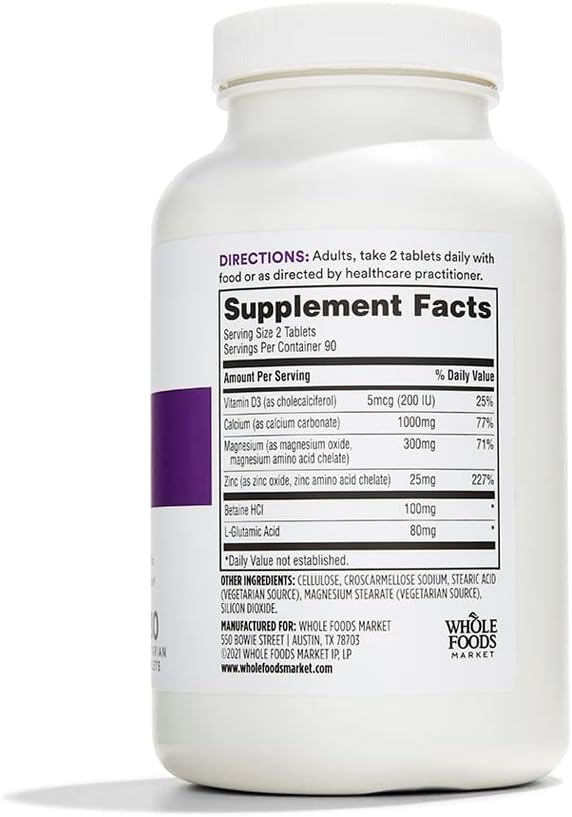 365 by Whole Foods Market, Cal-Mag-Zinc with Vitamin D3, Vegetarian, 180 Count
