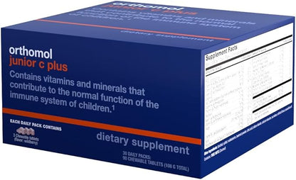 Orthomol Immun Junior C Plus, Kid's Multivitamin, Wildberry Flavor, 30-Day Supply