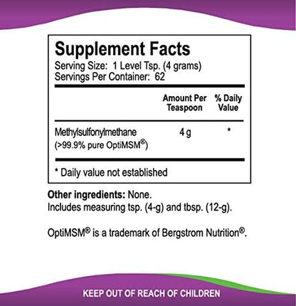KALA HEALTH MSMPure Coarse MSM Powder Flakes – US-Sourced MSM for Joint Health, Skin Appearance, and Hair & Nail Support – 8.8 oz, Organic Sulfur