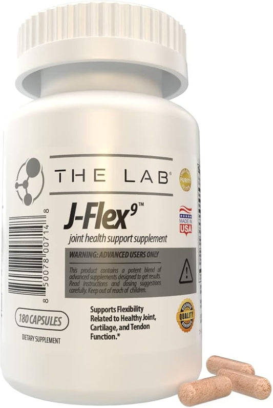J-FLEX9 Advanced Joint Health Supplement + Cartilage Support & Tendon Function | Synergy of 9 Ingredients Including Chondroitin, Glucosamine, MSM, Curcumin, Boswellia Serrata, Collagen. Made in USA.