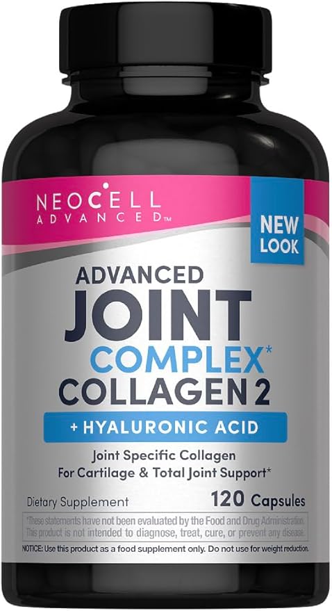 NeoCell Advanced Joint Collagen Complex Supplement | 120 Capsules | Type II and Hyaluronic Acid | for Men and Women