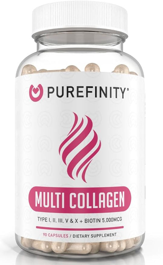 Collagen Peptides for Women – Type I, II, III, V & X with Biotin & Hyaluronic Acid, Supports Healthy Skin, Bones, Hair & Nails – Non-GMO, Grass-Fed, 90 Capsules (1 Month Supply)