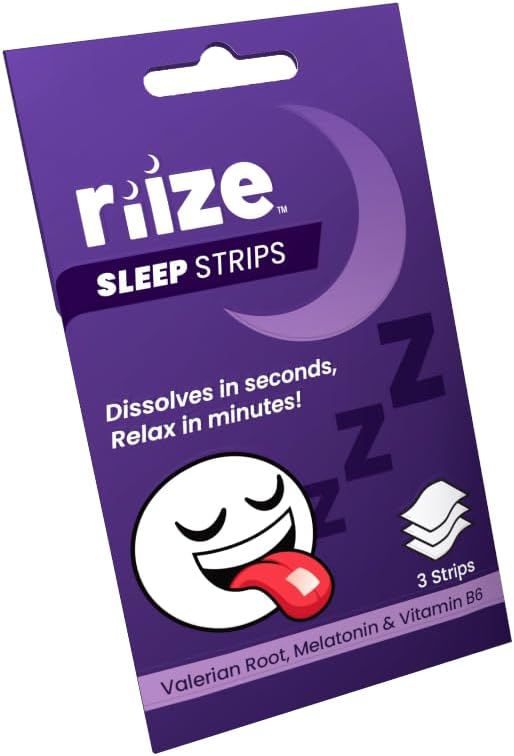 Sleep Strips, Fast Acting Dissolvable Oral Supplement with 5mg Melatonin, Valerian Root, L-Theanine, Vitamin B6, Natural Flavors, Vegan (3 Count)