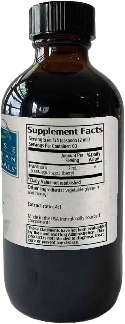 Wise Woman Herbals – Hawthorn Berry Solid Extract - Extra Strength 4:1 Liquid Extract - Alcohol-Free - for Cardiovascular Health and Heart Function - 4 oz