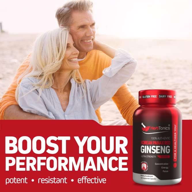 Korean Red Panax Ginseng 1500mg - High Potency Ginseng for Energy, Performance & Immune Support for Men & Women - Pure Ceylon Cinnamon Capsules for Enhanced Well-Being - 1500mg per Serving