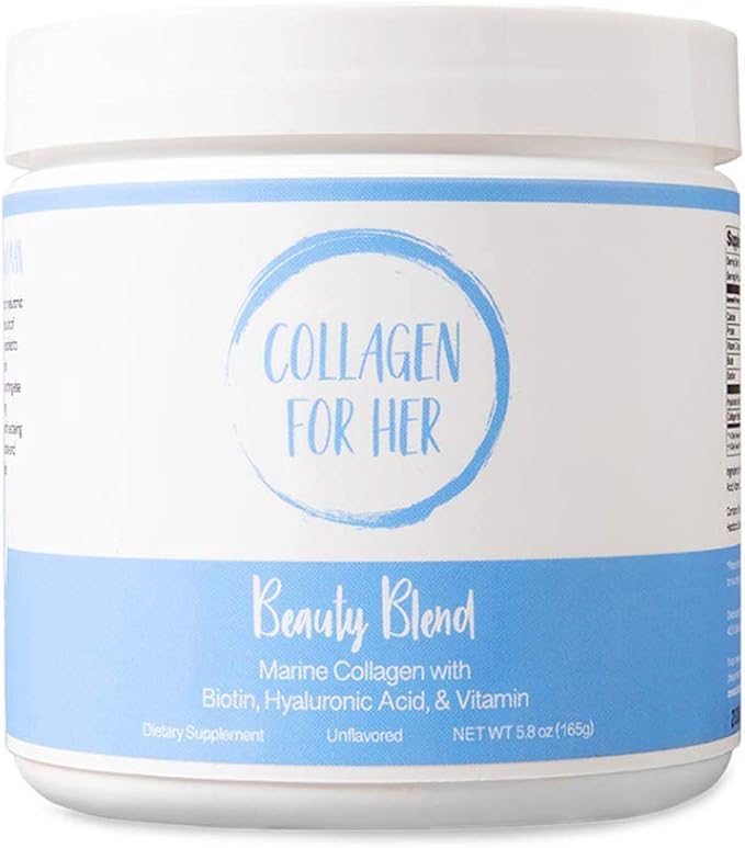 Marine Collagen Beauty Blend - Hydrolyzed Collagen Protein Powder, Hyaluronic Acid, Biotin, Vitamin C | Hair, Skin, Nail Supplement for Women (30 Servings)