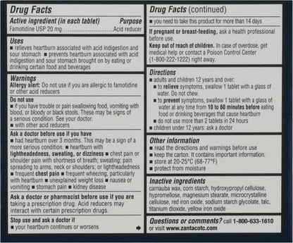 Zantac 360 Maximum Strength Tablets, 8 Count, Heartburn Prevention and Relief, 20 mg Tablets