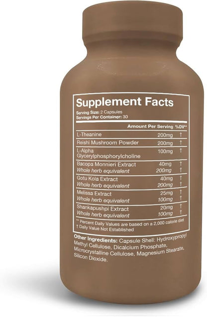 Terra Health Essentials NOOFOCUS - Nootropics Brain Support Supplement with Adaptogenic Mushrooms, Alpha-GPC, Gotu Kola, L-Theanine for Focus & Memory - All Natural, 30 Day Supply
