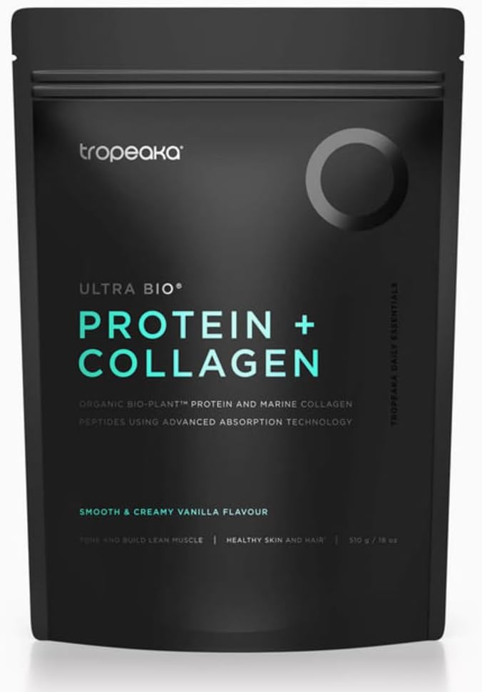 Tropeaka Collagen Protein Powder for Smoothies & Shakes - Creamy Vanilla - Clean Protein & Marine Collagen Peptides for Skin, Hair & Nails, Dairy Free, Gluten Free, Non-GMO, 18oz (17 Servings)