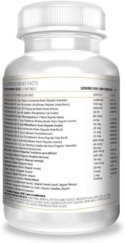 ACTIF Postnatal Vitamin with 25+ Organic Vitamins and Organic Herbs, Nursing and Lactation Supplement, Supports Baby's Brain Development, Non-GMO, Made in USA, 90 Count