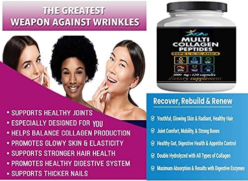 2-Pack Multi Collagen Plus Pills (Type I, II, III, X) for Anti-Aging, Hair, Skin, Nails and Joint Support, 80 Day Supply 240 Capsules