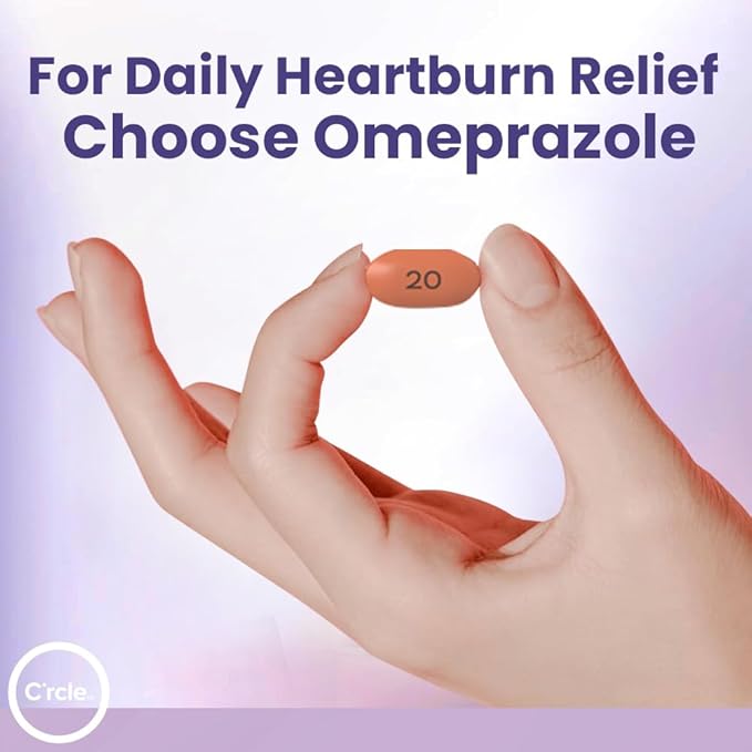 C’rcle Omeprazole 20mg Tablets (84 Ct, Six 14 Day Courses) - Delayed-Release Heartburn Medicine - Daily Use Acid Reducer for Frequent Heartburn Relief & Acid Reflux Relief - 14 Antacid Pills - 6-Pack