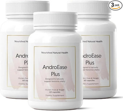 Nourished AndroEase Plus - Natural Balance Supplement for Women - Vegan Formula with Zinc & Saw Palmetto - 180 Capsules for Daily Wellness & Vitality - Made in USA