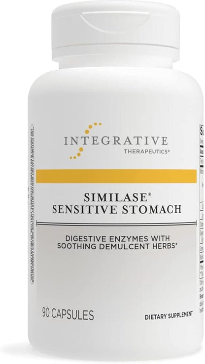Integrative Therapeutics Similase Sensitive Stomach - Digestive Enzymes with Soothing Herbs* - with Marshmallow, Slippery Elm, & Licorice Root - Dairy Free - 90 Vegetable Capsules