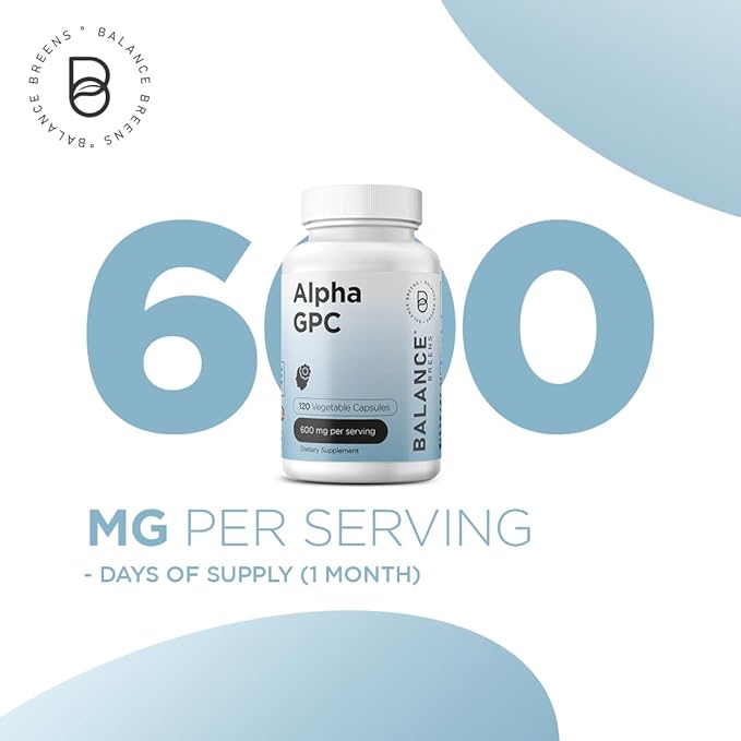 Alpha GPC Choline Supplement 600mg, 120 Veg Capsules - Advanced Memory Formula, Nootropic Brain Support (Pack of 12)