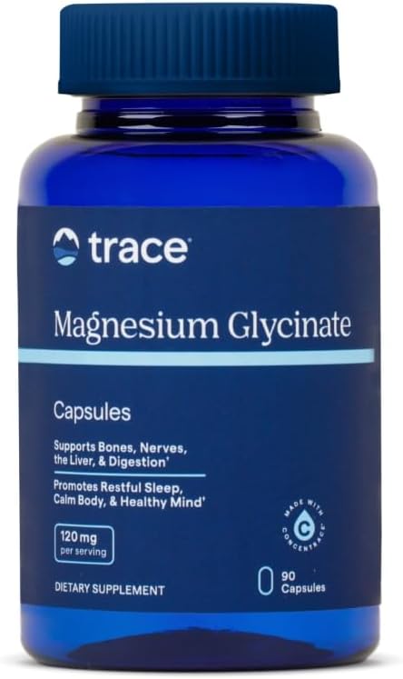 Trace Minerals Magnesium Glycinate 120mg - Bone Strength & Muscle Support - Magnesium Supplement to Aid Healthy Sleep Patterns & Relaxation - Support Nerve Function - 90 Capsules (90 Servings)