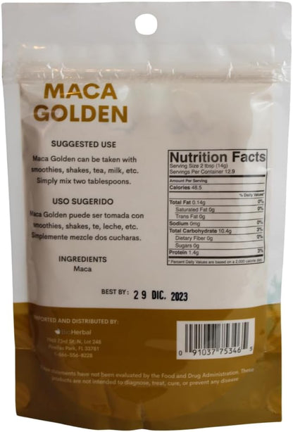 Bio Herbal- MACA GOLDEN (100% Natural) -Pure Root Powder - Great For To Start The Day With Energy.